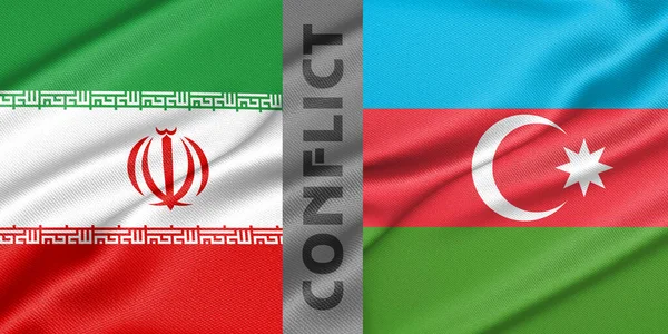 Conflict Iran Azerbaijan War Iran Azerbaijan Fabric National Flag Iran — Stock Fotó