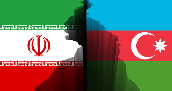 Concept Conflict Iran Azerbaijan Painted Flags Wall Crack — Stock Fotó