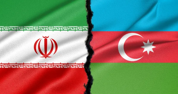 Flags Iran Azerbaijan Iran Azerbaijan World War Crisis Concept Country — Stock Fotó