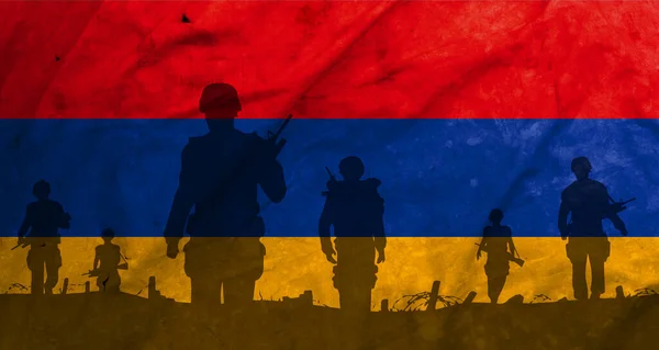 War Armenia Azerbaijan Shadow Soldiers Battlefield Dirty Flag Armenia Crises — 图库照片