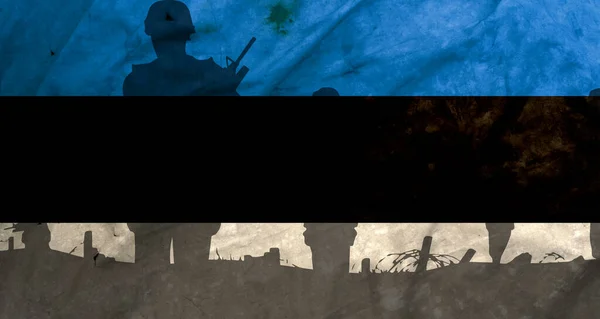 War Estonia Shadow Soldiers Battlefield Dirty Flag Estonia War Crisis — Φωτογραφία Αρχείου