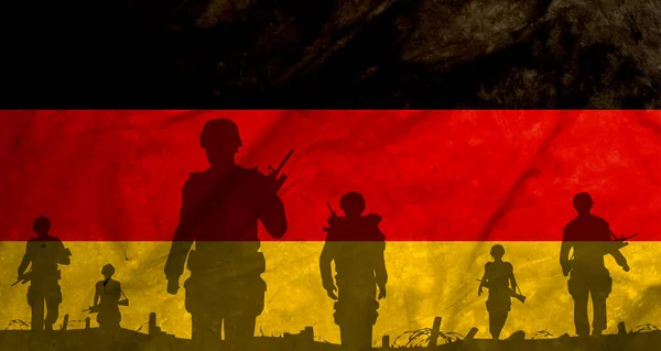 War Germany Shadow Soldiers Battlefield Dirty Flag Germany War Crisis — ストック写真