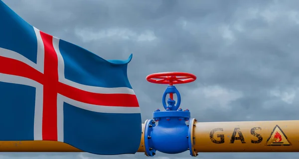 Iceland Gas Valve Main Gas Pipeline Iceland Pipeline Flag Iceland — Photo