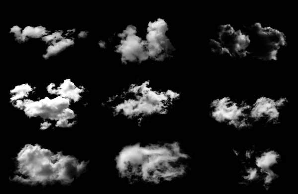Текстурные Облака Штук Черном Фоне Изолированы — стоковое фото