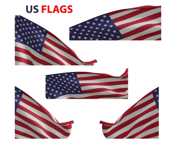 Usa Flags White Background Isolated Pieces Flag Work Image — ストック写真