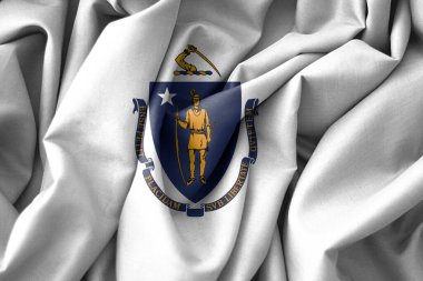 Massachusetts Flag, USA State Flag Massachusetts, fabric flag Massachusetts, 3D work and 3D image