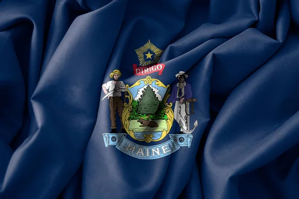 Maine Flag, USA State Flag Maine, fabric flag Maine, 3D work and 3D image