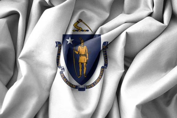 Massachusetts Flag Usa State Flag Massachusetts Fabric Flag Massachusetts Work — Stockfoto