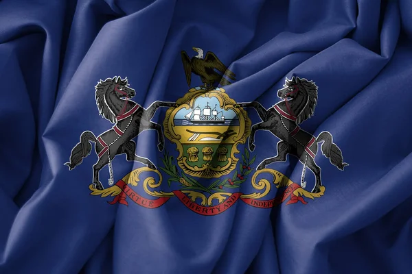 Pennsylvania Flag Usa State Flag Pennsylvania Fabric Flag Pennsylvania Work — Zdjęcie stockowe
