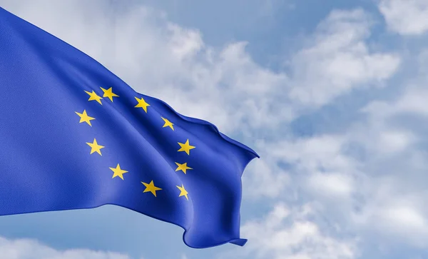 Organization Flag European Union Background Clouds Fabric Flag European Union — Foto de Stock