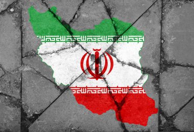 Cracks background with Iran flag