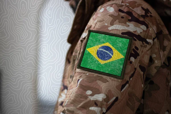 Brazil Soldier Soldier Flag Brazil Brazil Flag Military Uniform Camouflage — Foto de Stock
