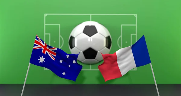 France vs Australia soccer Match FIFA World Cup Qatar 2022, on blur background with soccer field,  3D work and 3D image