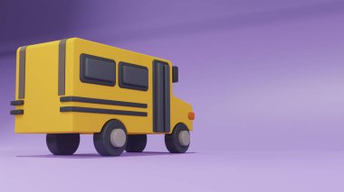 School bus model 3d for back to school, 3D work and 3D image
