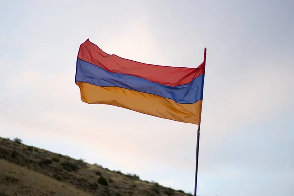 Armenian Flag Blue Dark Sky — 图库照片
