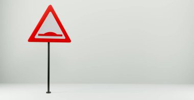 Road sign Artificial unevenness, 3d sign isolated on white background, copy space. 3D work and 3D illustration
