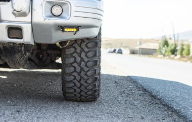 Off-road car with close-up