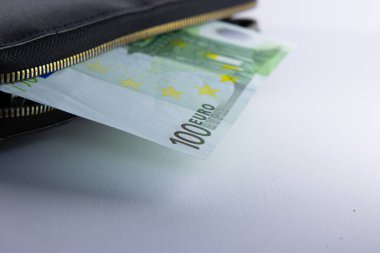 100 Euro, 100 Euro banknote with wallet, Wallpaper business and finance