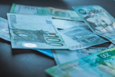 Euro Dollar Dram Ruble banknotes, Economic crisis, Wallpaper business and finance