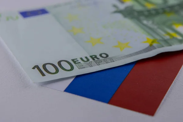 Euro banknote with Russia flag, Financial assistance to Russia from Europe, Support Russia, Financial Aid from Europe