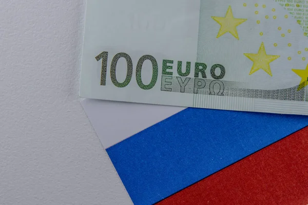 Euro banknote with Russia flag, Financial assistance to Russia from Europe, Support Russia, Financial Aid from Europe