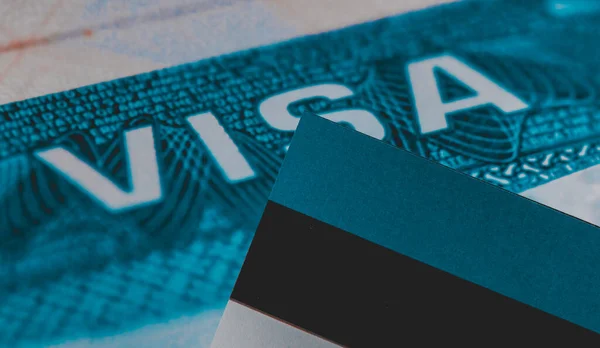 Travel visa background, Work and Travel VISA, Immigration visa with Estonia flag