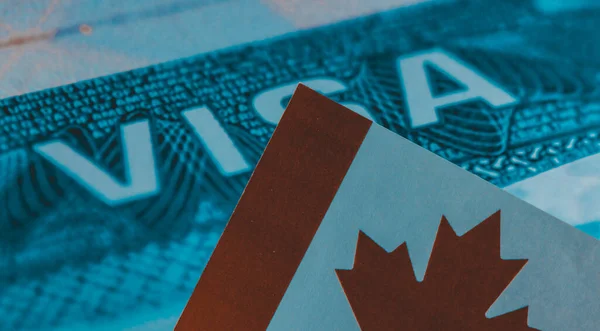 Travel visa background, Work and Travel VISA, Immigration visa with Canada flag