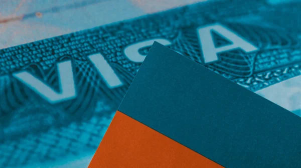 Travel visa background, Work and Travel VISA, Immigration visa with Ukraine flag