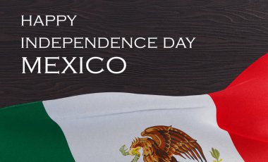Independence day of Mexico background with elegant fabric flag and typographic, Mexico national holiday with flag Mexico, 3D work and 3D image