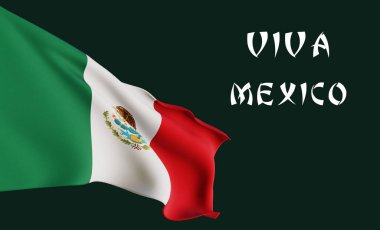 Independence day of Mexico background with elegant fabric flag and typographic, Mexico national holiday with flag Mexico, 3D work and 3D image
