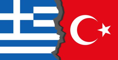 Flags of Greece and turkey, Greece vs turkey in world war crisis concept