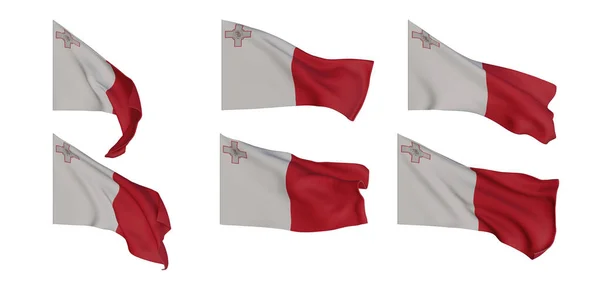 Malta Flag Malta Flag Collection Flags Different Shaped Flag Set — Zdjęcie stockowe