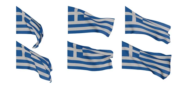Greece Flag Greece Flag Collection Flags Different Shaped Flag Set — Stockfoto