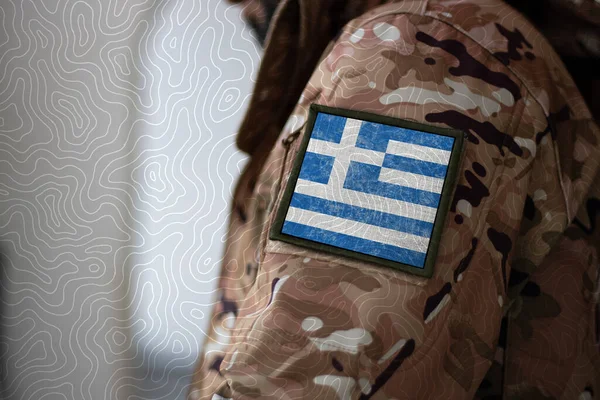 Greece Soldier Soldier Flag Greece Greece Flag Military Uniform Camouflage — Foto Stock