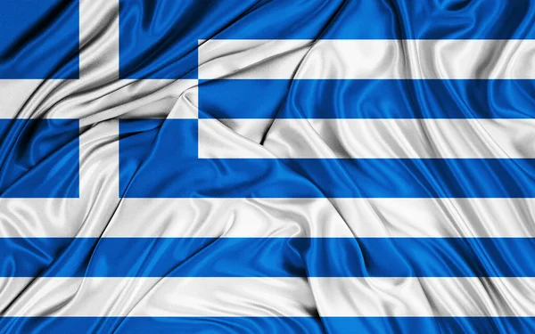 National Flag Greece Greece Flag Fabric Flag Greece Work Image — Fotografia de Stock