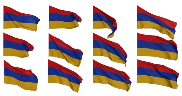 Armenia Flag Armenia Flags Collection Flags Different Shaped Flag Set — 图库照片