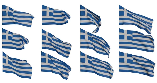 Greece Flag Greece Flags Collection Flags Different Shaped Flag Set — Stock fotografie