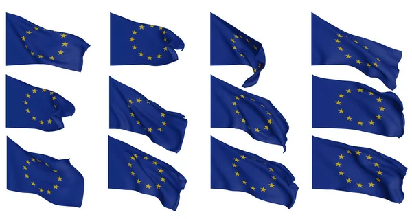 Europe Flag Europe Flags Collection Flags Different Shaped Flag Set — Stockfoto