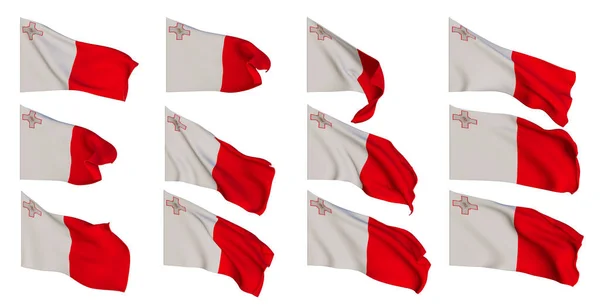 Malta Flag Malta Flags Collection Flags Different Shaped Flag Set — Stok fotoğraf