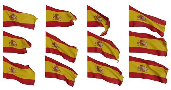 Spain Flag Spain Flags Collection Flags Different Shaped Flag Set — Zdjęcie stockowe