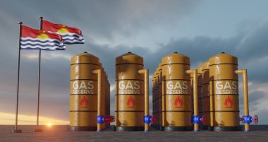 Kiribati doğalgaz rezervi, Kiribati doğalgaz deposu, Kiribati bayrağı taşıyan Kiribati doğal gaz tankı, doğalgaz yaptırımı, 3D iş ve 3D görüntü