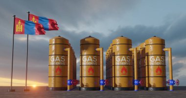 Moğolistan doğalgaz rezervi, Moğolistan doğal gaz deposu Moğolistan bayrağı, doğalgaz yaptırımı, 3D çalışma ve 3D görüntü