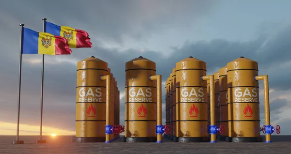 Молдова Газовий Резерв Молдова Газовий Резервуар Природний Газ Молдова Прапором — стокове фото