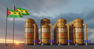 Sao Tome ve Principe gaz rezervi, Sao Tome ve Principe Gas depolama deposu, Sao Tome ve Principe adlı doğal gaz deposu, Sao Tome ve Principe bayrağı taşıyan Sao Tome ve Principe, doğalgaza yaptırım, 3D çalışma ve 3D görüntü