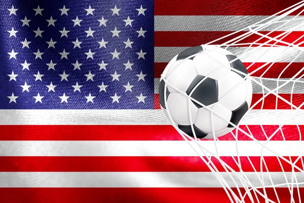 Fifa Weltmeisterschaft 2022 Usa Nationalflagge Mit Einem Fußball Netz Katar — Stockfoto