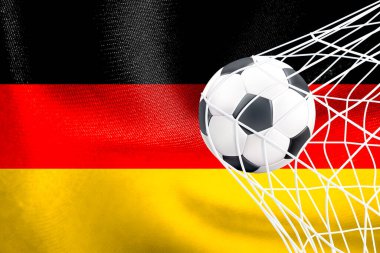 FIFA Dünya Kupası 2022, Almanya Milli Bayrağı net futbol topu, Katar 2022 Duvar Kağıdı, 3D çalışma ve 3D görüntü. Erivan, Ermenistan - 16 Eylül 2022