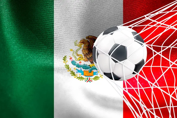 Copa Mundo Fifa 2022 Bandeira Nacional México Com Uma Bola — Fotografia de Stock
