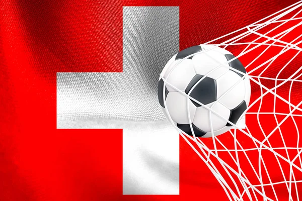 FIFA Dünya Kupası 2022, İsviçre Milli Bayrağı net futbol topu, Katar 2022 Duvar Kağıdı, 3D çalışma ve 3D görüntü. Erivan, Ermenistan - 16 Eylül 2022
