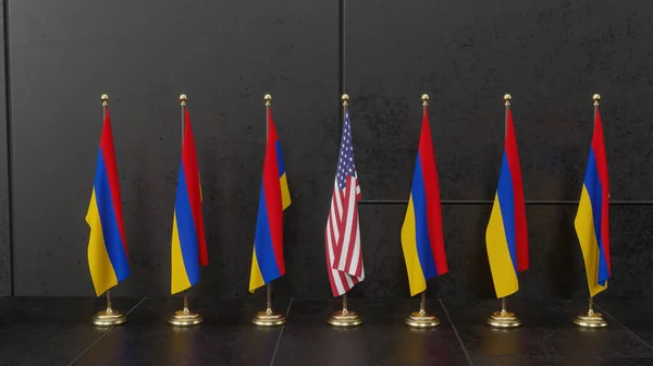 2018 Armenia Usa Negotiations Flag Armenia Flag Usa Summit Work — 스톡 사진