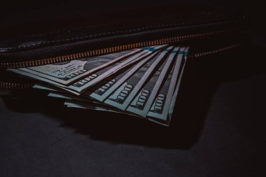 100 US dollars, 100 US dollars banknote with wallet, Wallpaper business and finance